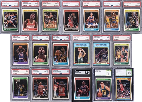 1988-89 Fleer Basketball Complete Set With Complete Stickers Set - Includes 19 Graded Cards (All Near Mint To Gem Mint Condition)